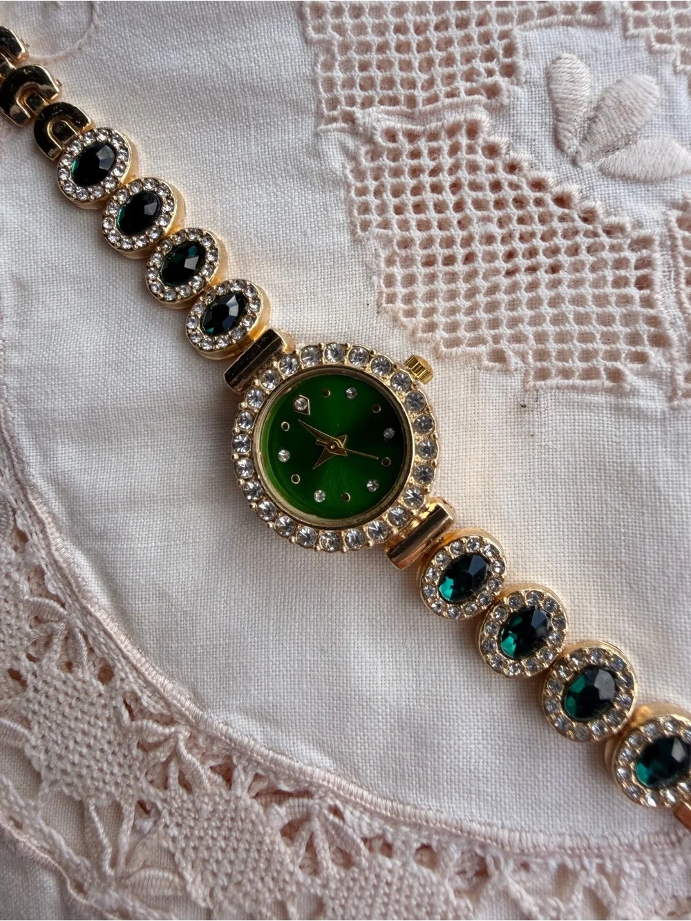 Gold-Tone Women's Bracelet Watch with Green Dial